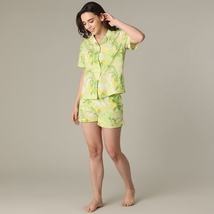 Sorrento Green Shorts PJ Set