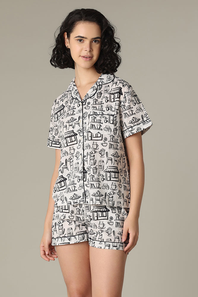 Cat Cafe Shorts PJ Set