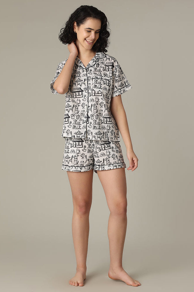 Cat Cafe Shorts PJ Set
