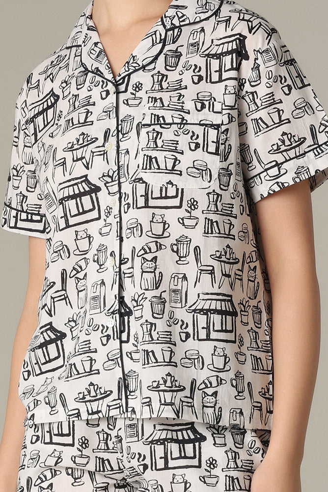 Cat Cafe Shorts PJ Set