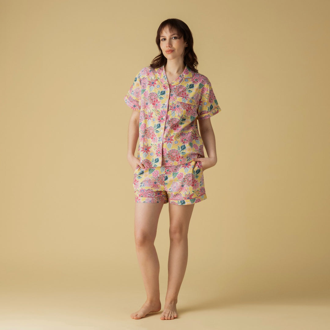 Zoe Yellow Shorts PJ Set