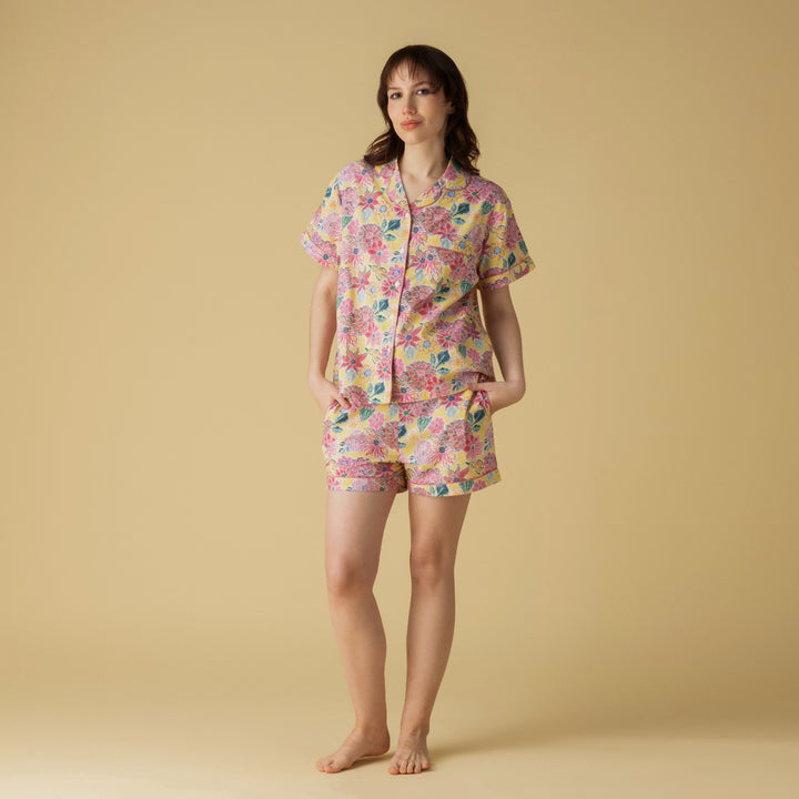 Zoe Yellow Shorts PJ Set