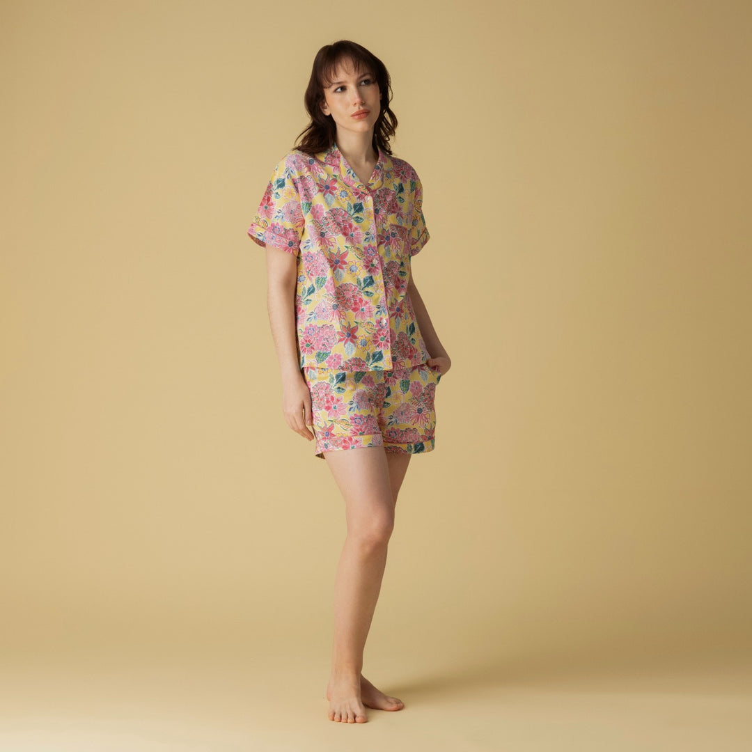 Zoe Yellow Shorts PJ Set