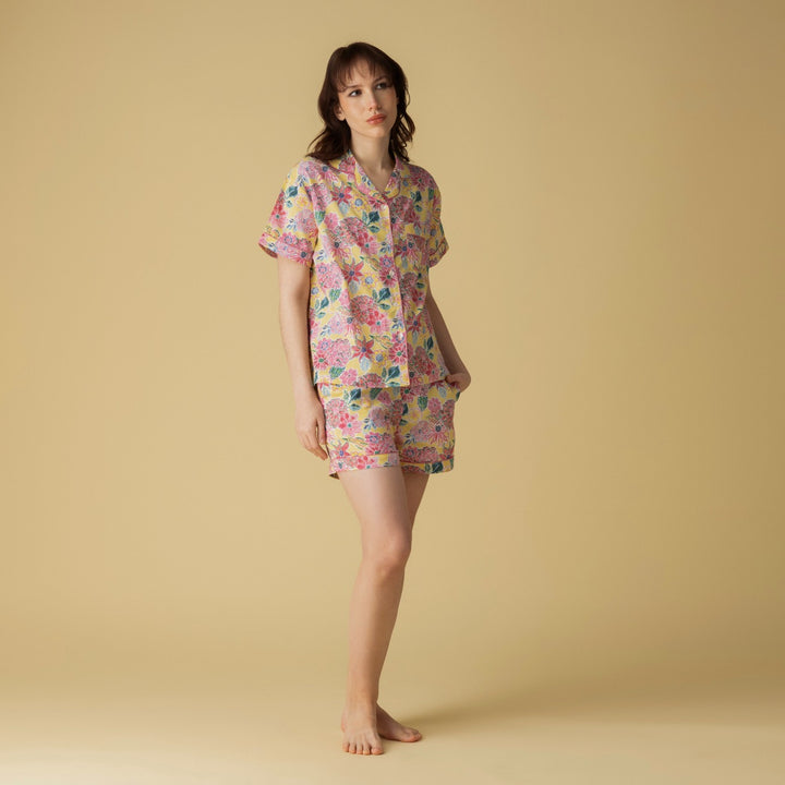 Zoe Yellow Shorts PJ Set
