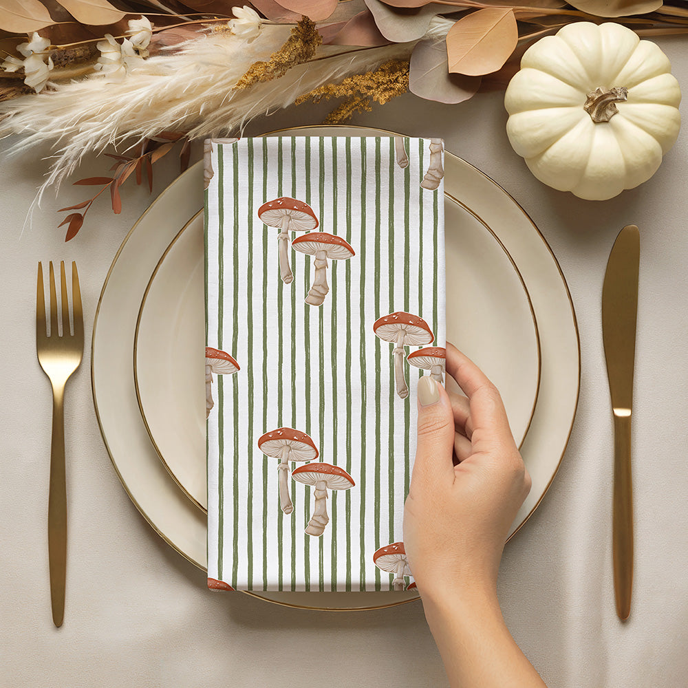 Striped Mushroom, Napkin S/4